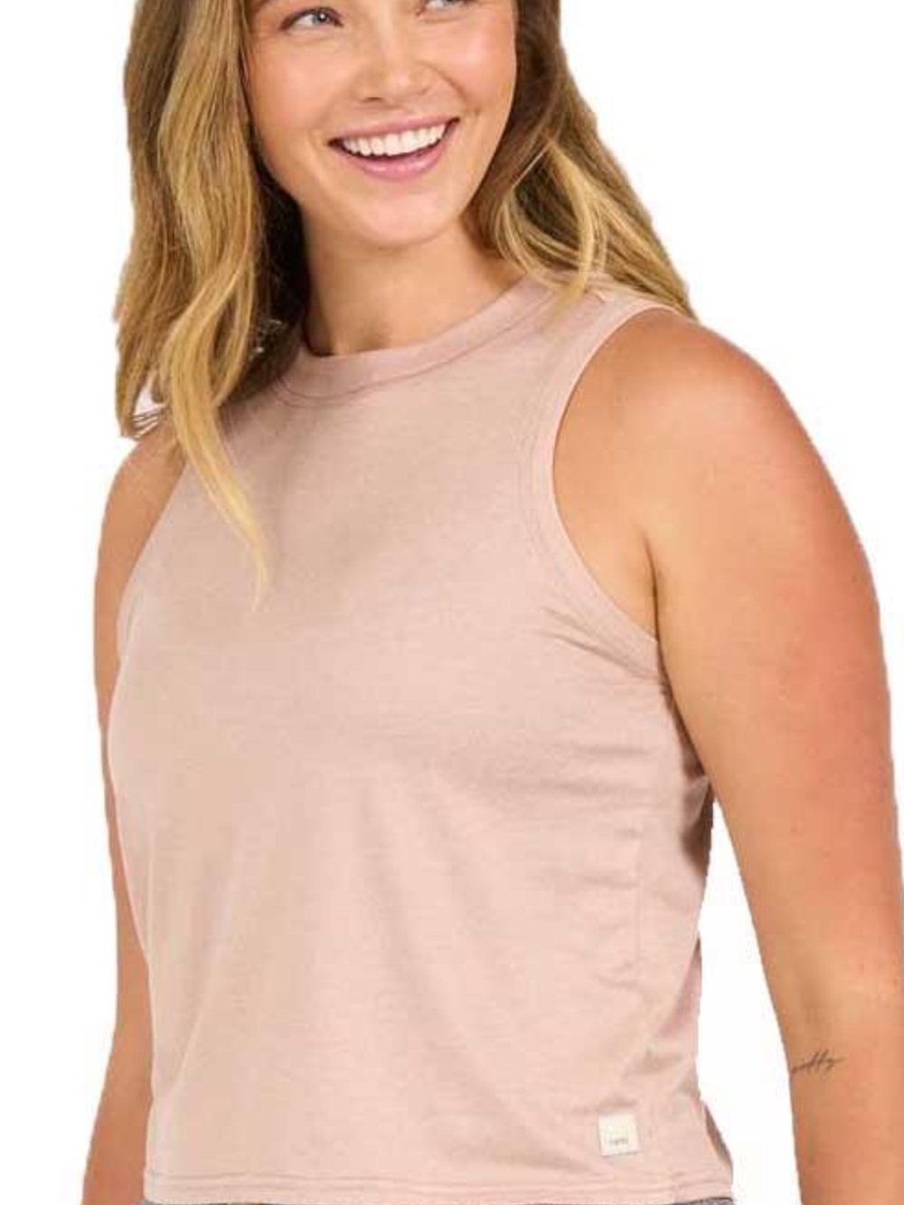 Vuori Sleeveless Cropped Tank in Taupe - Picture 9 of 10